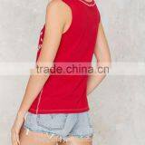2016 Summer Young Lady Red Print Cotton Tank Top HST8055 thumbnail-3