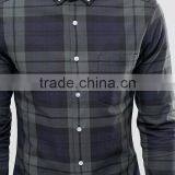 Custom Embroideried Logo New Design Long Sleeve Mens 97% Cotton 3% Elastane All Check Print Skinny Fit Fashion Shirts thumbnail-3