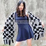 CX-B-65C Hot Sale Knitted Fur Blanket Scarf Shawl Rex Rabbit Fur Dresses Blanket Scarf Pockets thumbnail-1