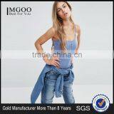 MGOO Women Rib Bodysuit With Button Detail Knitted Bodysuit With Thong Bottom Comfortable Fitness Jumpsuit thumbnail-1