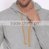 Grey Melange Hooded Sweatshirt For Man Customizable Attached Hood With Drawstring Fastening Hoody Printed Kangaroo Front Patch thumbnail-6