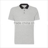 Customized Printed Logo Design Short Sleeve Grey Men Polo T Shirt In Black Collar