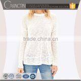 Drop Shoulder Long Sleeve Soft Slub Round Neck Sweaters Pullover Women 2015 thumbnail-1