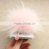 Myfur Real Pink Color Raccoon Fur Ball for Mobile Phone Dust Plug thumbnail-2