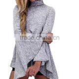 Runwaylover 139 New Design 2017 Ladies Fashion Flare Sleeve Knitted Turtleneck T-Shirt thumbnail-1