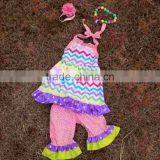 2015 New Easter Chevron Pant Set Outfits With Matching Necklace and Headband thumbnail-1