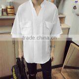 7 Minutes of Sleeve Cotton T-shirt Men Loose Shirt is Pure Color thumbnail-4