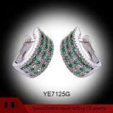 Beautiful Clear And Emerald Zirconia Silver Plated 925 Sterling Silver Stud Earrings thumbnail-1