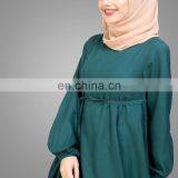 2017 New Islamic Design Long Muslim Kaftan Dress Abaya Teal Flared Maxi Dresses Women Simple Long Abaya thumbnail-4