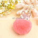 Diamond Animal With 8cm Real Rabbit Fur Pompom Keyring Key Chain thumbnail-1