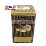 Food Grade Middle Square Cookie Tea Biscuit Glossy Tin Box