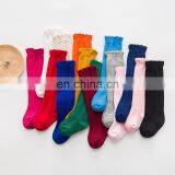 Girl  Solid Ribbed Long Socks Cotton Designer Socks Kids Long Socks