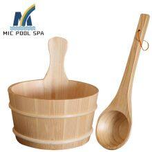 Hot Selling Sauna Accessories,wooden scoop with wooden drum for sauna Room