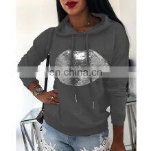 Wholesale Custom Ladies Sweater Casual Comfortable Autumn and Winter Long-sleeved Printing Hooded Loose Pullover Jogging Suit