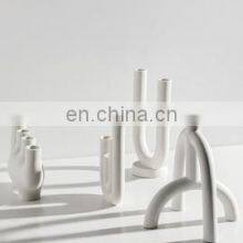 Wholesale Nordic Photo Props Wedding Decoration Candlestick Mumluk Plain Ceramic Candle Holder For Home Decor thumbnail-3