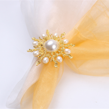 Pretty Style Pearl Metal Napkin Ring Use For Wedding Wholesale thumbnail-2