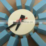 Popularoriginal Quality Design Blue Wood Block Wall Clock thumbnail-4
