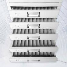 Tissue Block Archive Cabinet With Drawer Slides - Moisture-Proof Base Transparent Window Epoxy Coated Light Gray Biology Lab Storage