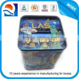 Coin bank tin box with square shape