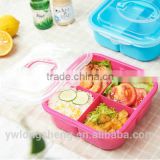 4pcs division plastic lunch box with handle