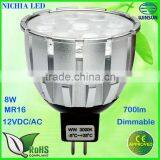 led light mr16 8W 12VDC/AC dimmable