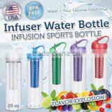 tritan fruit infuser water bottle with suction nozzle