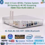 Wholesale Fanless Mini Computer 4G RAM 8GB SSD Intel HD4400 Graphics USB3.0 Gigabit LAN Mini Alloy Case 2.9cm Body