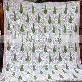 100 Percent Cotton Applique Cutwork block printed Bedspead Bedcover Jaipur Sanganer