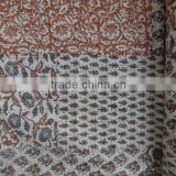 Hand Block Print Patchwork Kantha Quilt, Cotton Bedspread Made Using Vegetables Colors, Royal & Elegant Finish Bed Sheet