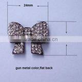 (M0292) 24mmx25mm Metal Rhinestone Embellishment Without Loop,flat Back, Gun Metal Plating