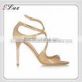 OS23 party wear dress sandals high heels elegant ladies apparel patent leather upper shoes for women