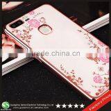 Samco Electroplating Clear Back Frame Bumper Silicone TPU Gel Back Cover Cases for Huawei P9