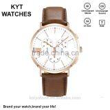 2016 KYT Japan Movt Quartz Watch Stainless Steel Back 10atm Water Resistant Leather Band Chronograph Men Gift WristWatches thumbnail-2