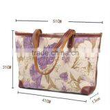 Heavy Washed Canvas Leather Flower Printing Shopping Bag Ladies Canvas Bag Tote Bag thumbnail-4