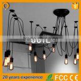 10 Branches E27 Antique Brass Single Pendant Light With Black Iron thumbnail-1