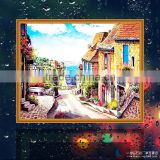 5pcs MOQ house sea landscape color stone painting for hobby