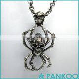 Vintage Stainless Steel Spider Skull Pendant Mens Necklace thumbnail-1