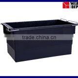 N-7440/350B - Stack Nest Black Plastic Container with Bars