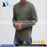 Daijun oem 100%cotton 180g splice in hem in plain custom Sport men blank high quality cotton fabric plain long sleeve t shirt