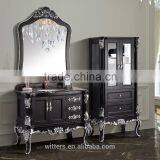 Antique Bathroom Vanity Black With Silver Carving WTS324