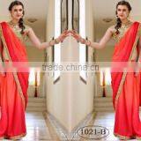 Brainy Mustard Satin Chiffon Saree/indian Designers Saree Online Shopping thumbnail-3