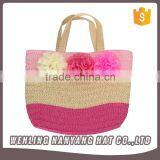 Girls Woven Straw Flowers Casual Beach Tote Shoulder Women Handbag thumbnail-1