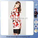 2016 Fashion Ladies O-neck Woolen Splicing Chiffon Dress Winter Dress for Women thumbnail-2