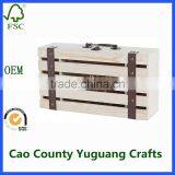 2 Bottle Wooden Wine Boxes Handmade Natural Pine Wood Wine Travel Storage Box thumbnail-4