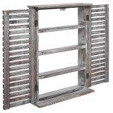 MyGift? Brown Wood Window & Shutter Design Nail Polish Rack for Wall / Salon Display Stand With 4 Shelves thumbnail-4
