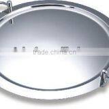18-10 Stainless Steel Round Mirror Tray With Stackable Handle