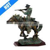 Bronze Finish Wild West Man and Horse Resin Cowboy Statue thumbnail-1