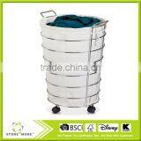 Steel Canvas Rolling Laundry Hamper, Chrome thumbnail-1