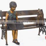 Sitting Brass Writing Statue With Dog thumbnail-1