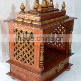 Hand Painted Copper Finish Mini Wooden Temple With 1 Drawer thumbnail-3
